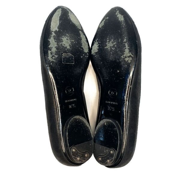 Chanel Interlocking CC Logo Black Cap Toe Ballet Flats EU 37.5 US 6.5-7 Slip on - Picture 9 of 10
